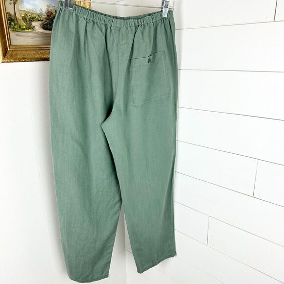 J. Crew Linen Lyocell Pull On Pants Size Medium Petite NWT Olive Green - Picture 2 of 6